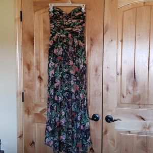 New Strapless floral high low Spring dress - NWOT